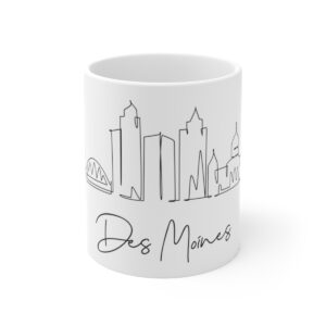 Des Moines City Skyline White Mug 11oz Ceramic