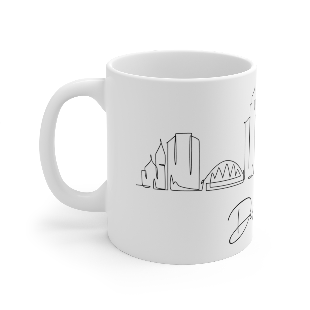 Des Moines City Skyline White Mug 11oz Ceramic - Image 2