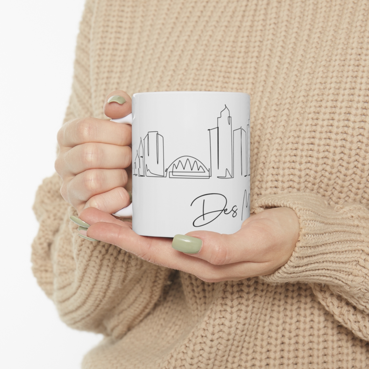 Des Moines City Skyline White Mug 11oz Ceramic - Image 10