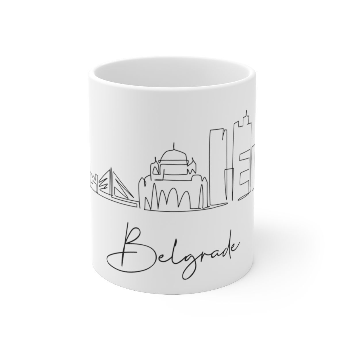 Belgrade City Skyline Serbia White Mug 11oz Ceramic