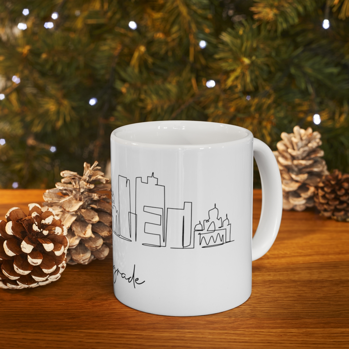 Belgrade City Skyline Serbia White Mug 11oz Ceramic - Image 9