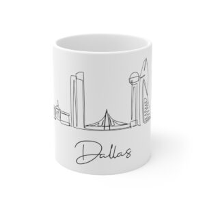 Dallas City Skyline White Mug 11oz Ceramic