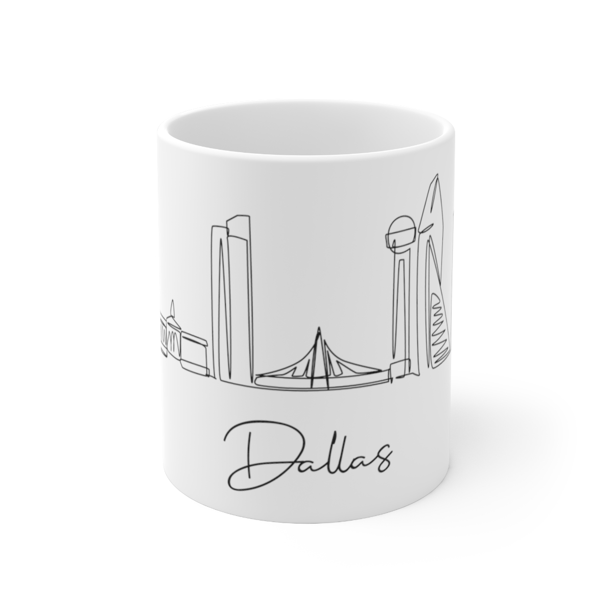 Dallas City Skyline White Mug 11oz Ceramic