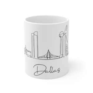 Dallas City Skyline White Mug 11oz Ceramic