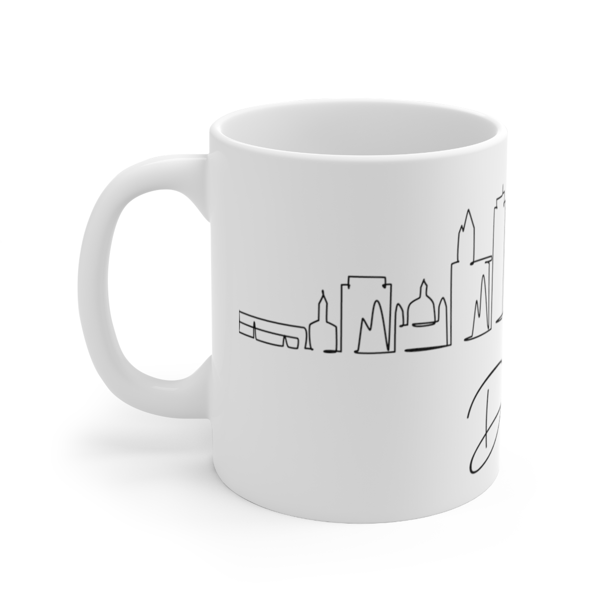 Dayton City Skyline White Mug 11oz Ceramic - Image 2