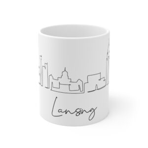 Lansing City Skyline White Mug 11oz Ceramic