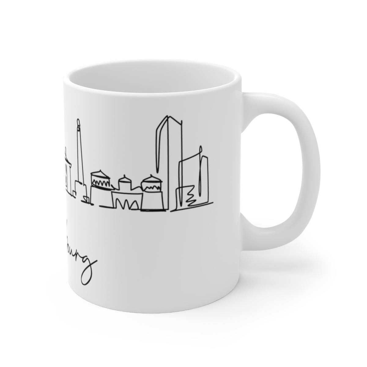 Luxembourg City Skyline 1 White Mug 11oz Ceramic - Image 3