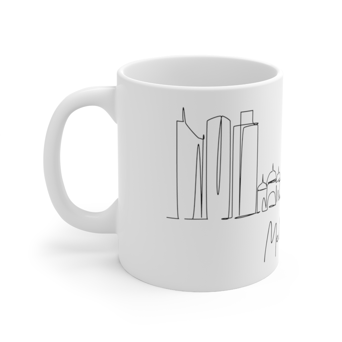 Melbourne City Skyline White Mug 11oz Ceramic - Image 2