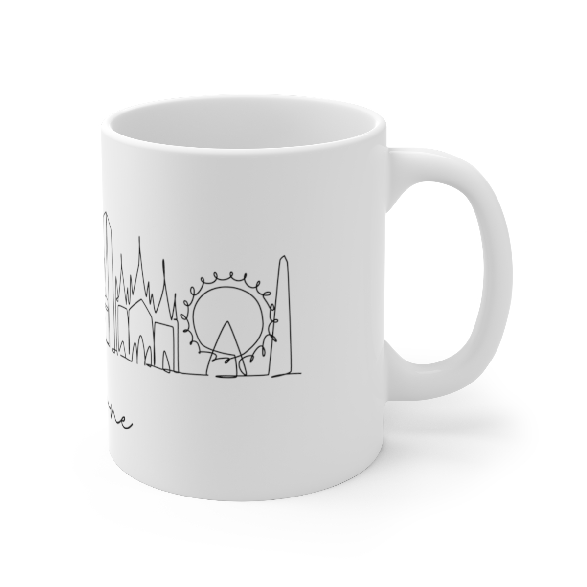Melbourne City Skyline White Mug 11oz Ceramic - Image 3