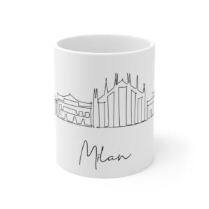 Milan City Skyline Italy White Mug 11oz Ceramic