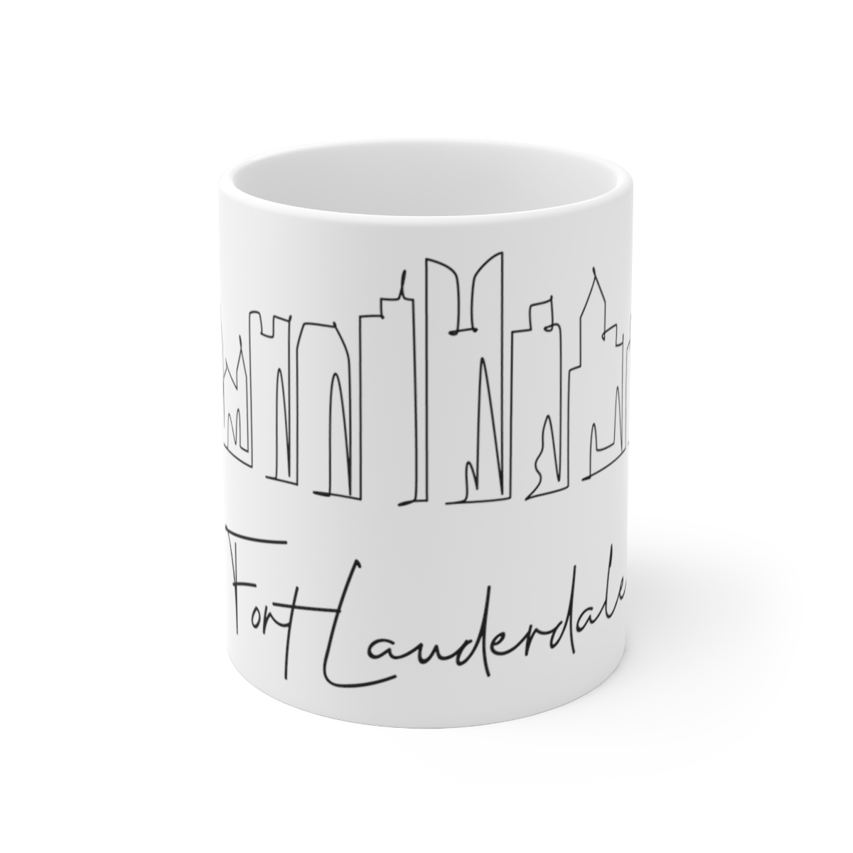 Fort Lauderdale City Skyline White Mug 11oz Ceramic