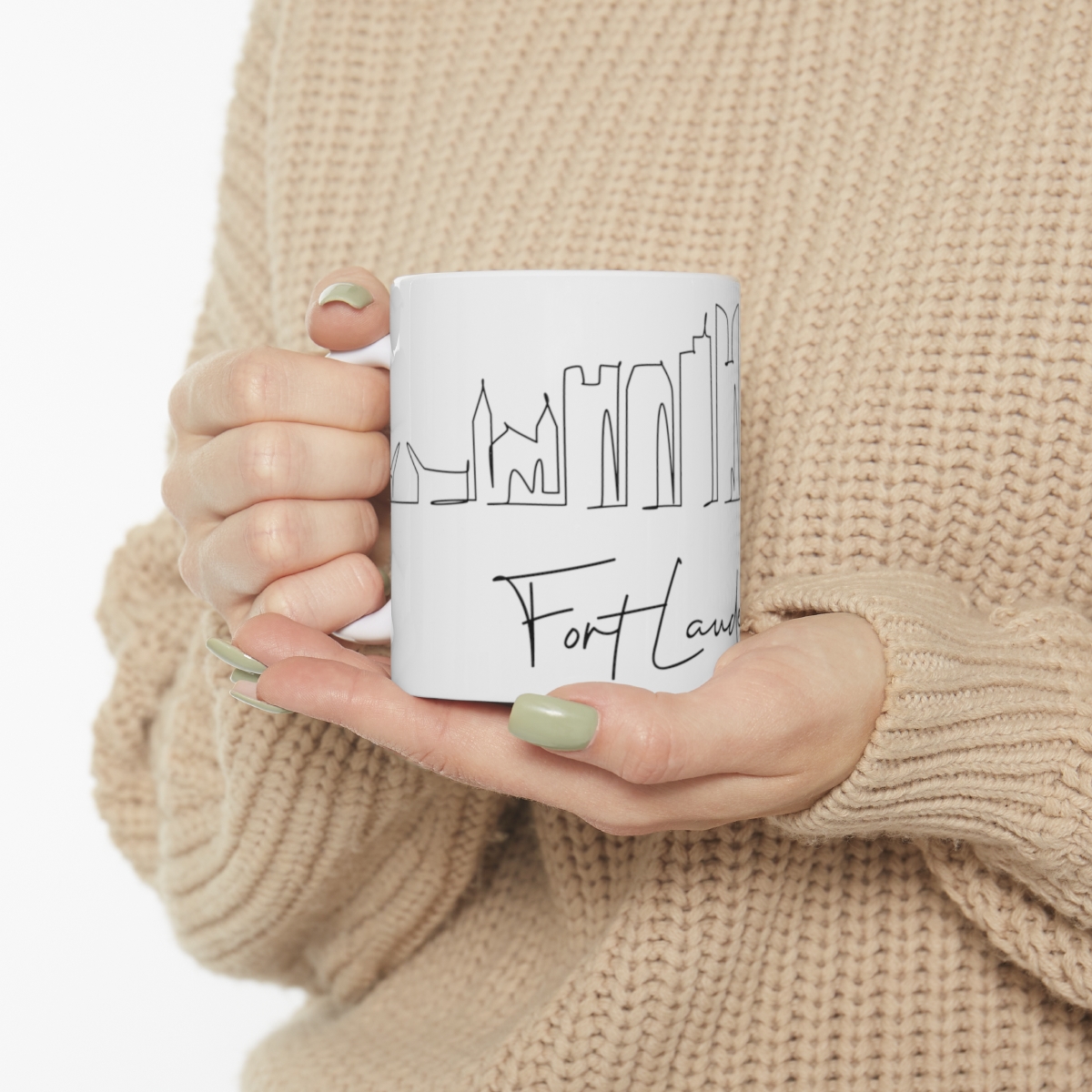 Fort Lauderdale City Skyline White Mug 11oz Ceramic - Image 10