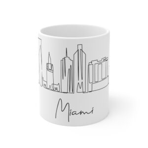 Miami City Skyline White Mug 11oz Ceramic
