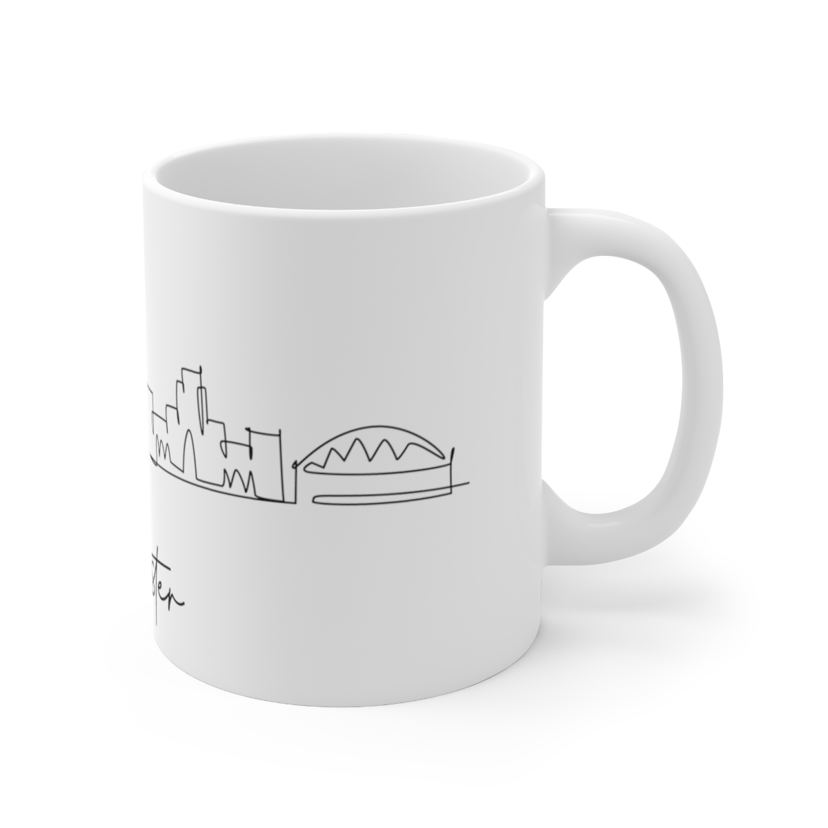 Rochester City Skyline York New White Mug 11oz Ceramic - Image 3