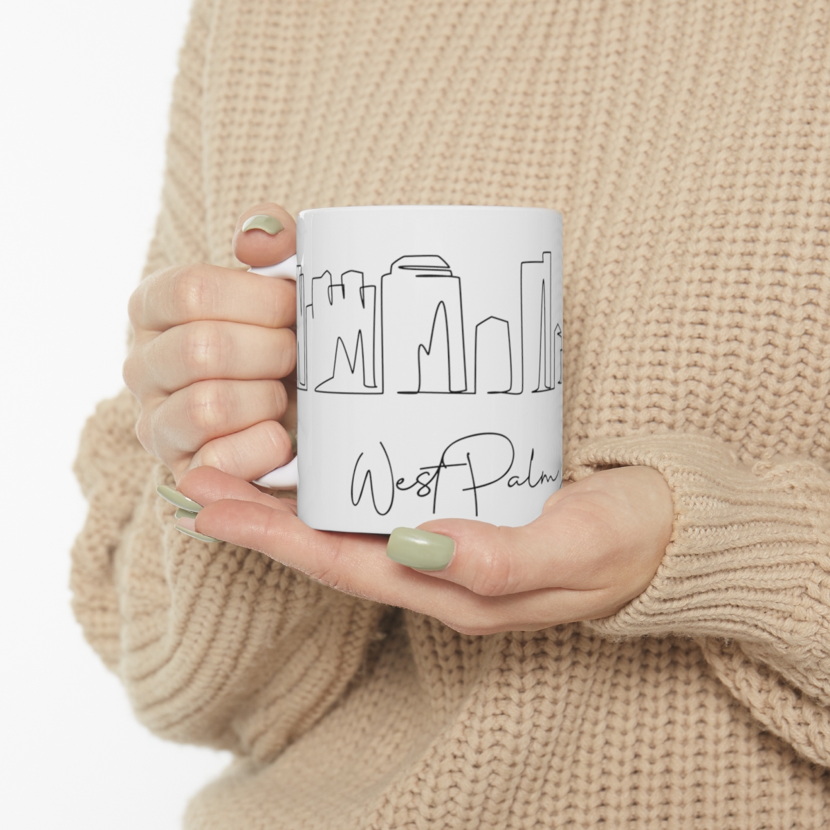 West Palm Beach Skyline Skyline White Mug 11oz Ceramic - Image 10