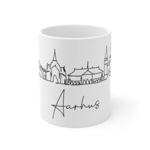 Aarhus City Skyline Denmark White Mug 11oz Ceramic