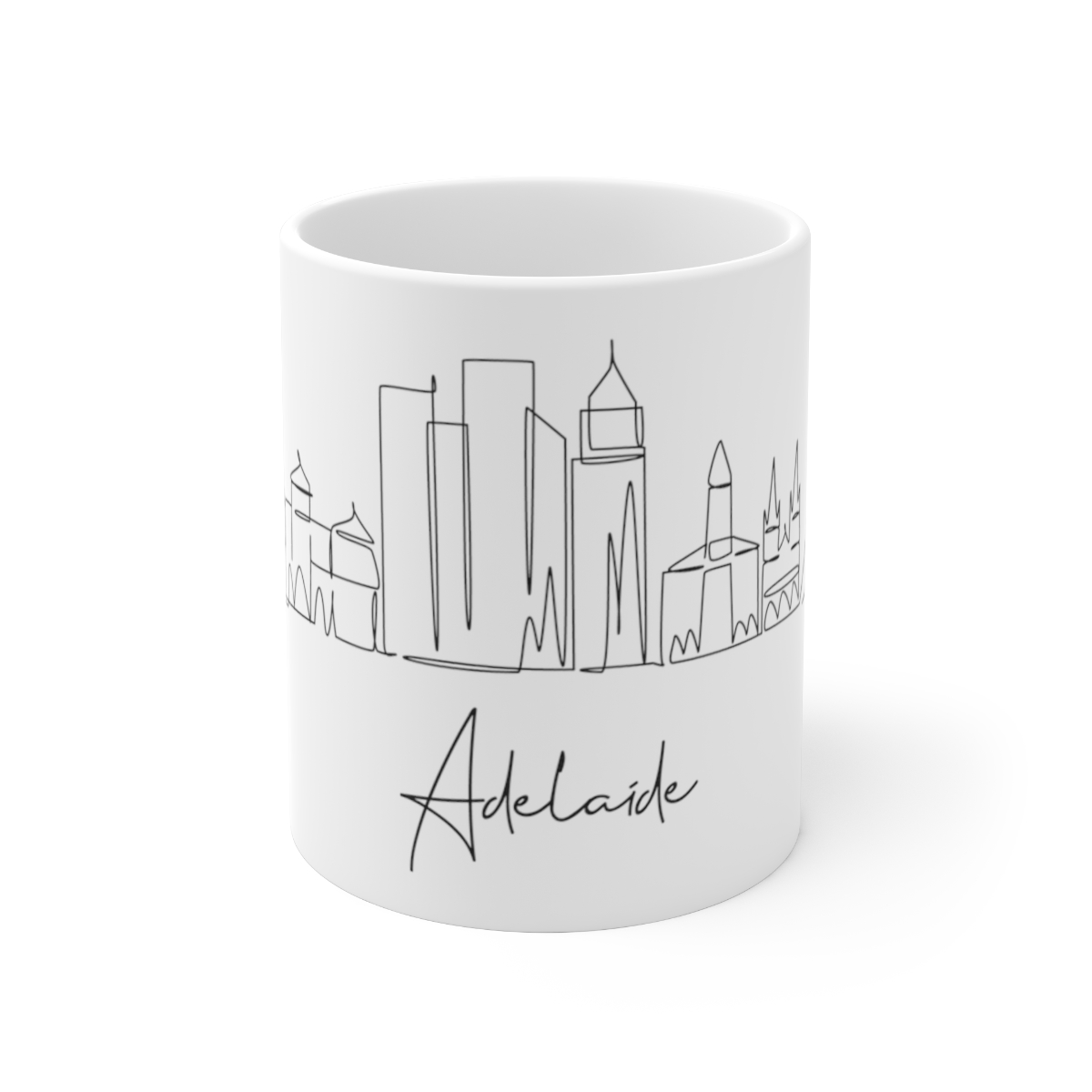 Adelaide City Skyline White Mug 11oz Ceramic
