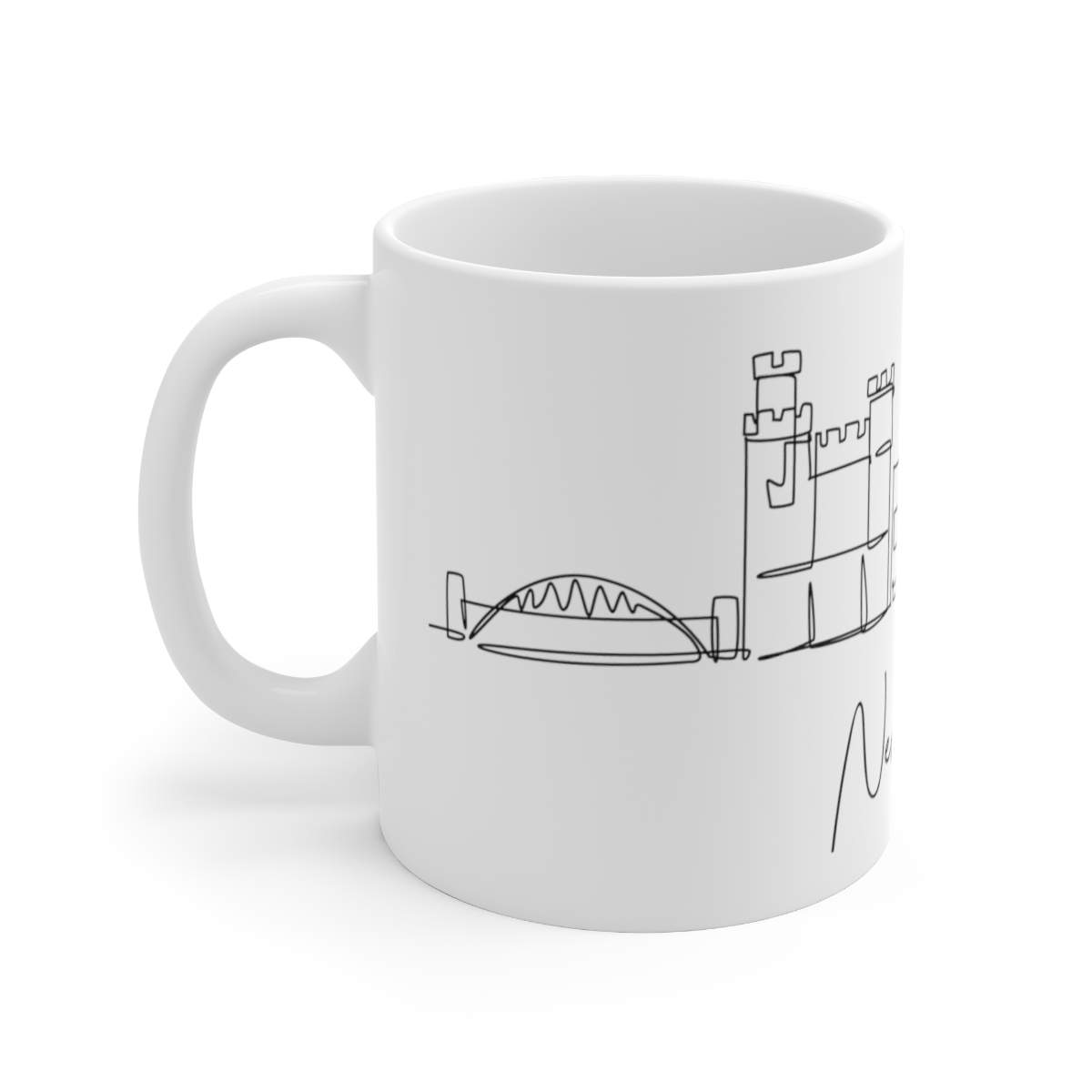 Newcastle City Skyline White Mug 11oz Ceramic - Image 2