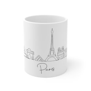 Paris City Skyline White Mug 11oz Ceramic