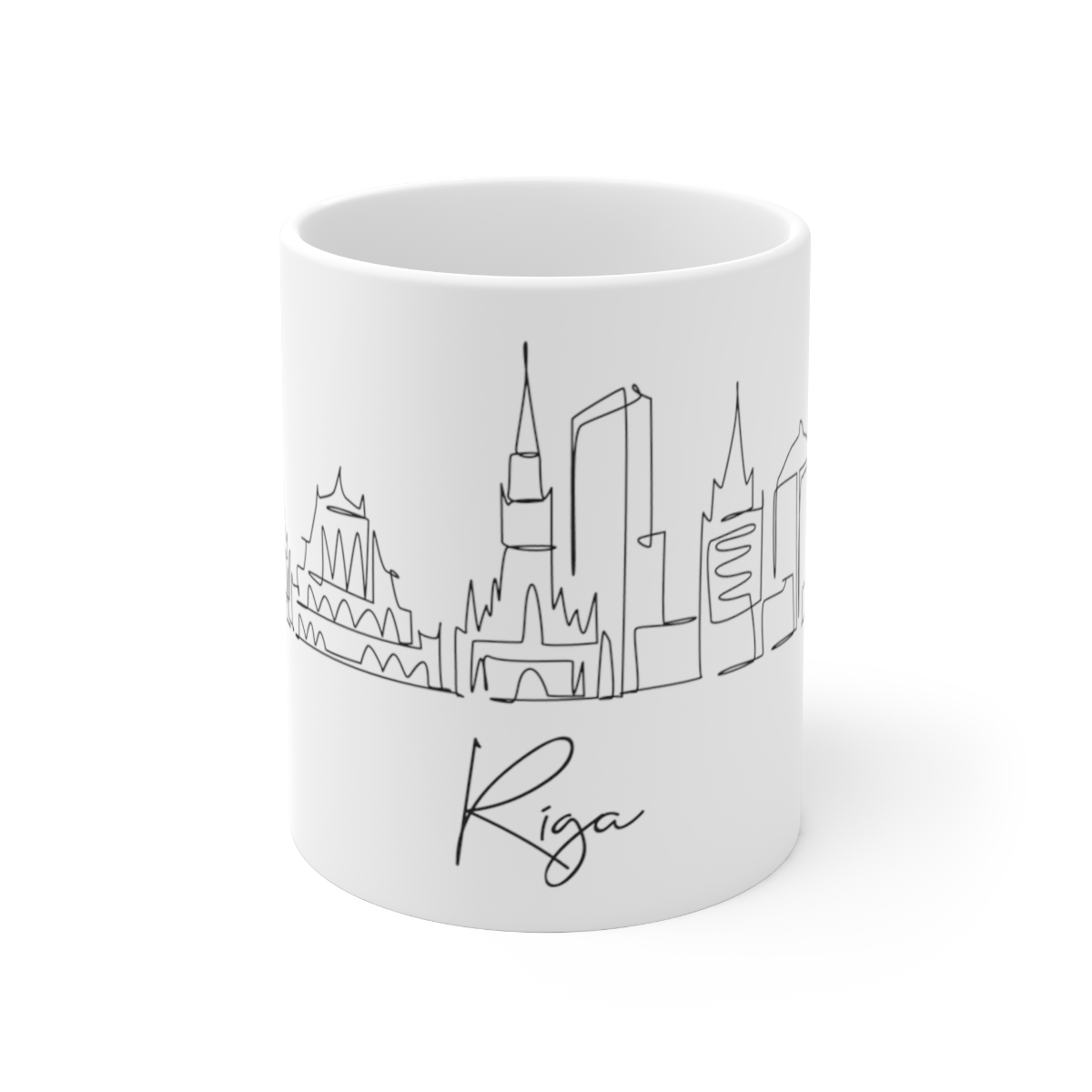 Riga City Skyline Latvia White Mug 11oz Ceramic
