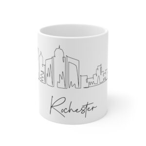 Rochester City Skyline New York White Mug 11oz Ceramic