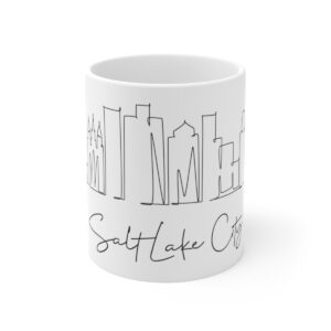 Salt Lake City Skyline Utah White Mug 11oz Ceramic