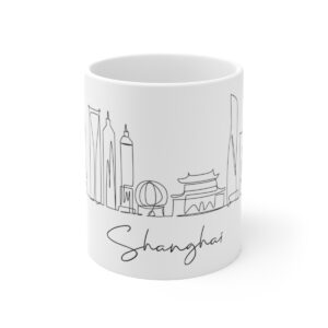 Shanghai City Skyline China White Mug 11oz Ceramic