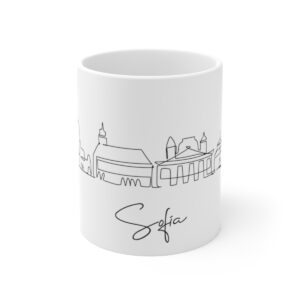 Sofia City Skyline Bulgaria White Mug 11oz Ceramic