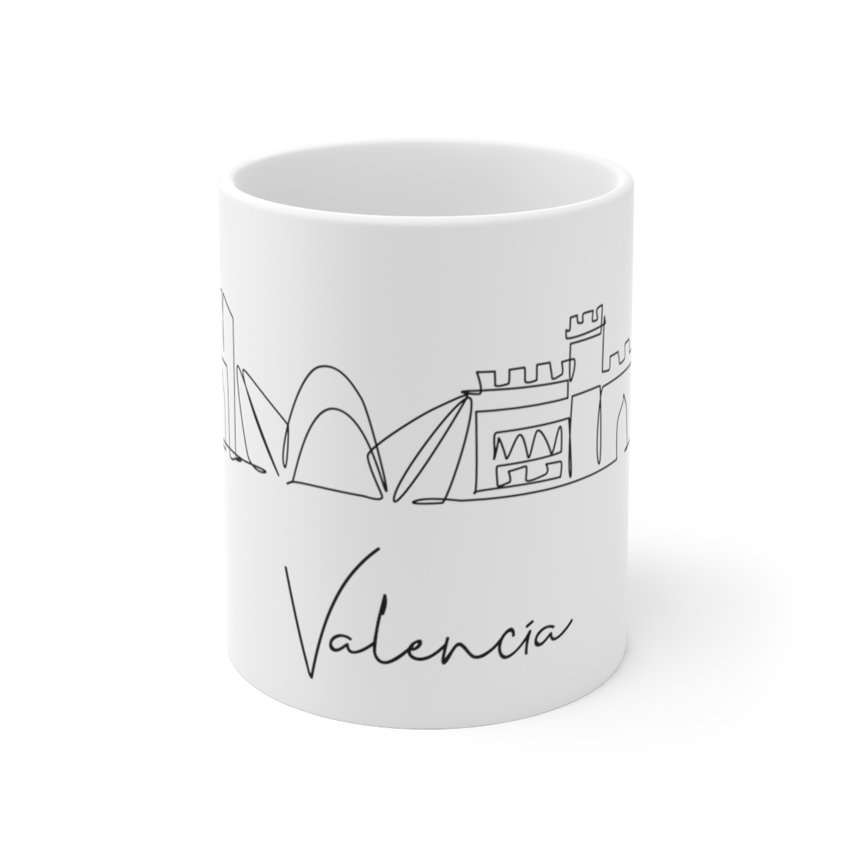 Valencia City Skyline White Mug 11oz Ceramic