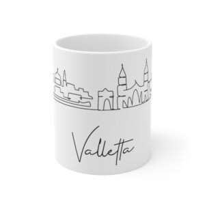 Valletta City Skyline Malta White Mug 11oz Ceramic