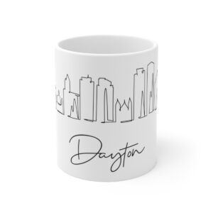 Dayton City Skyline Ohio White Mug 11oz Ceramic