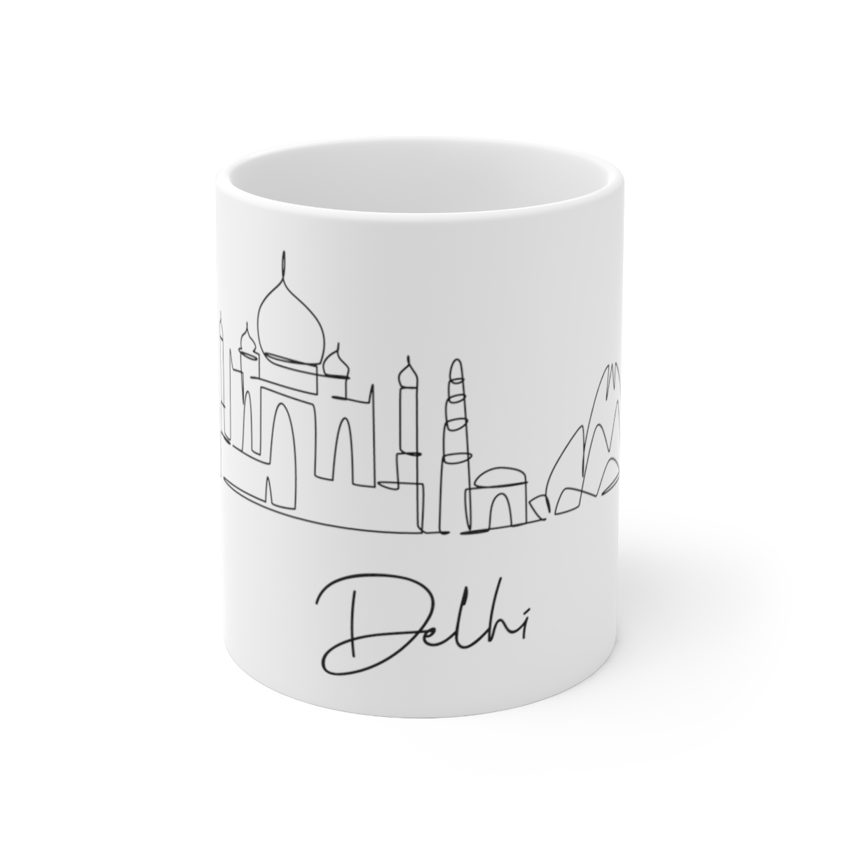 Delhi City Skyline India White Mug 11oz Ceramic