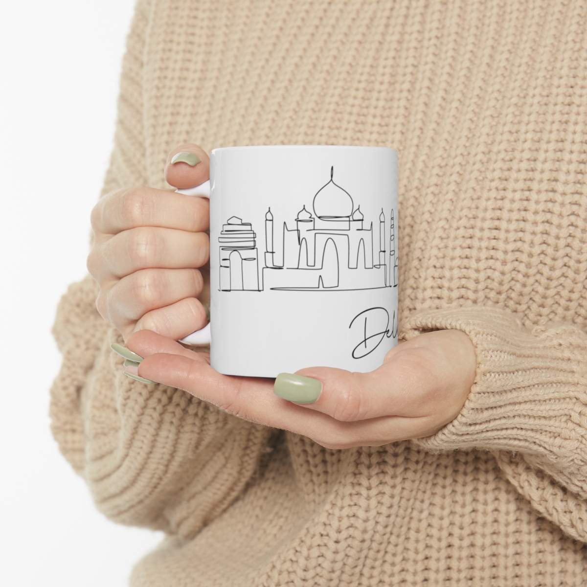 Delhi City Skyline India White Mug 11oz Ceramic - Image 10