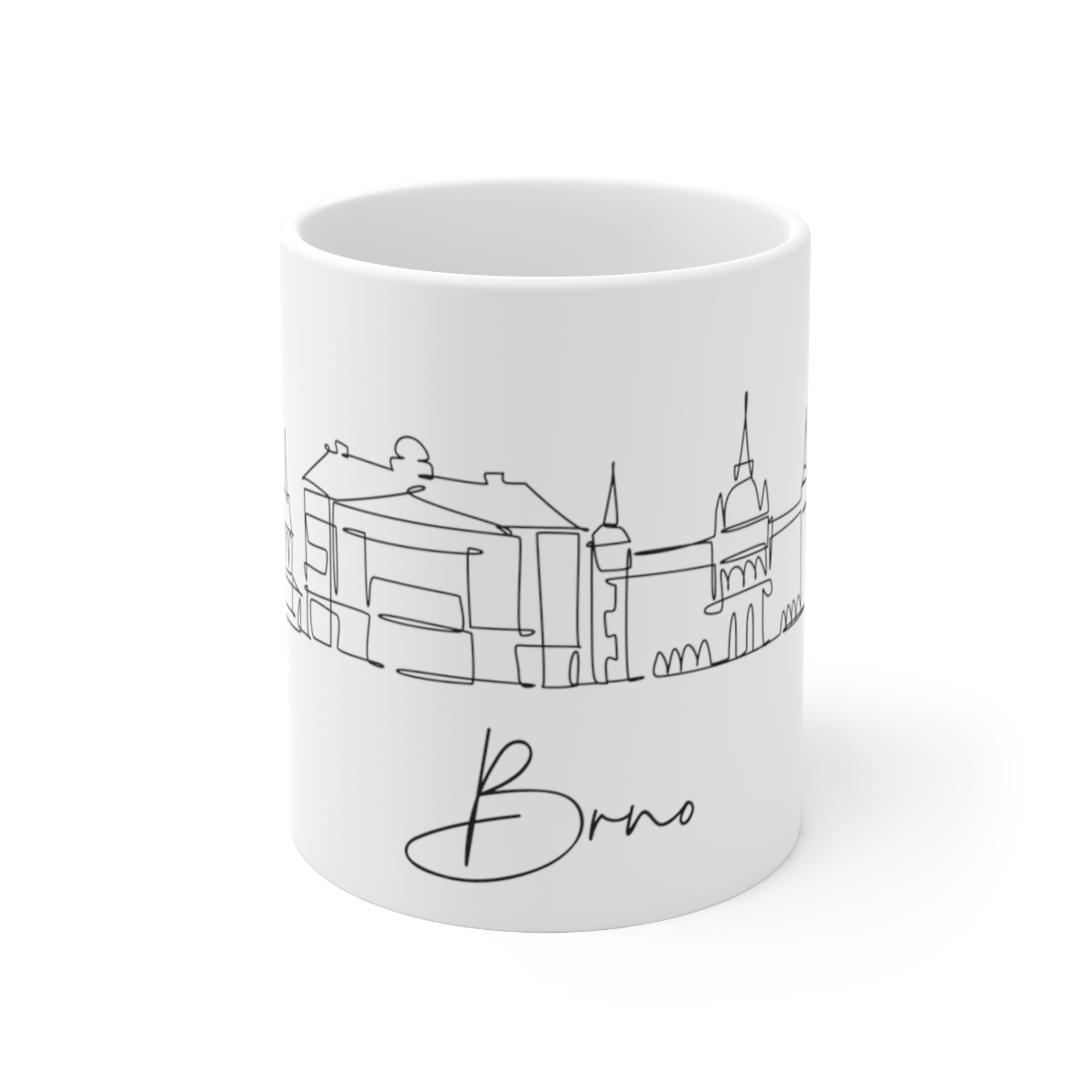Brno City Skyline Czech Republic White Mug 11oz Ceramic