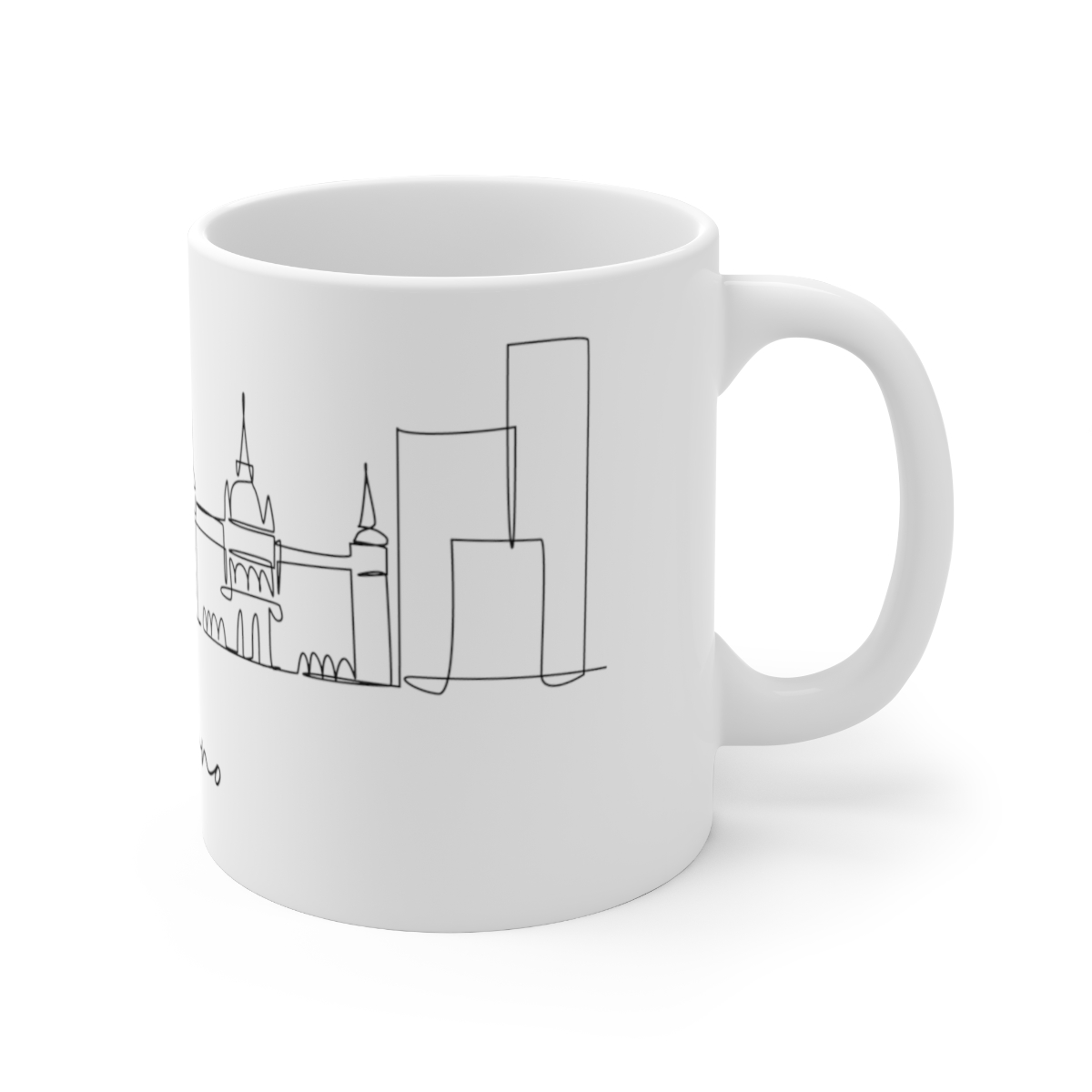 Brno City Skyline Czech Republic White Mug 11oz Ceramic - Image 3