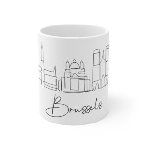 Brussels City Skyline Belgium White Mug 11oz Ceramic