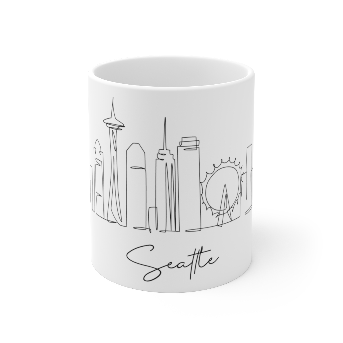 Seattle City Skyline White Mug 11oz Ceramic