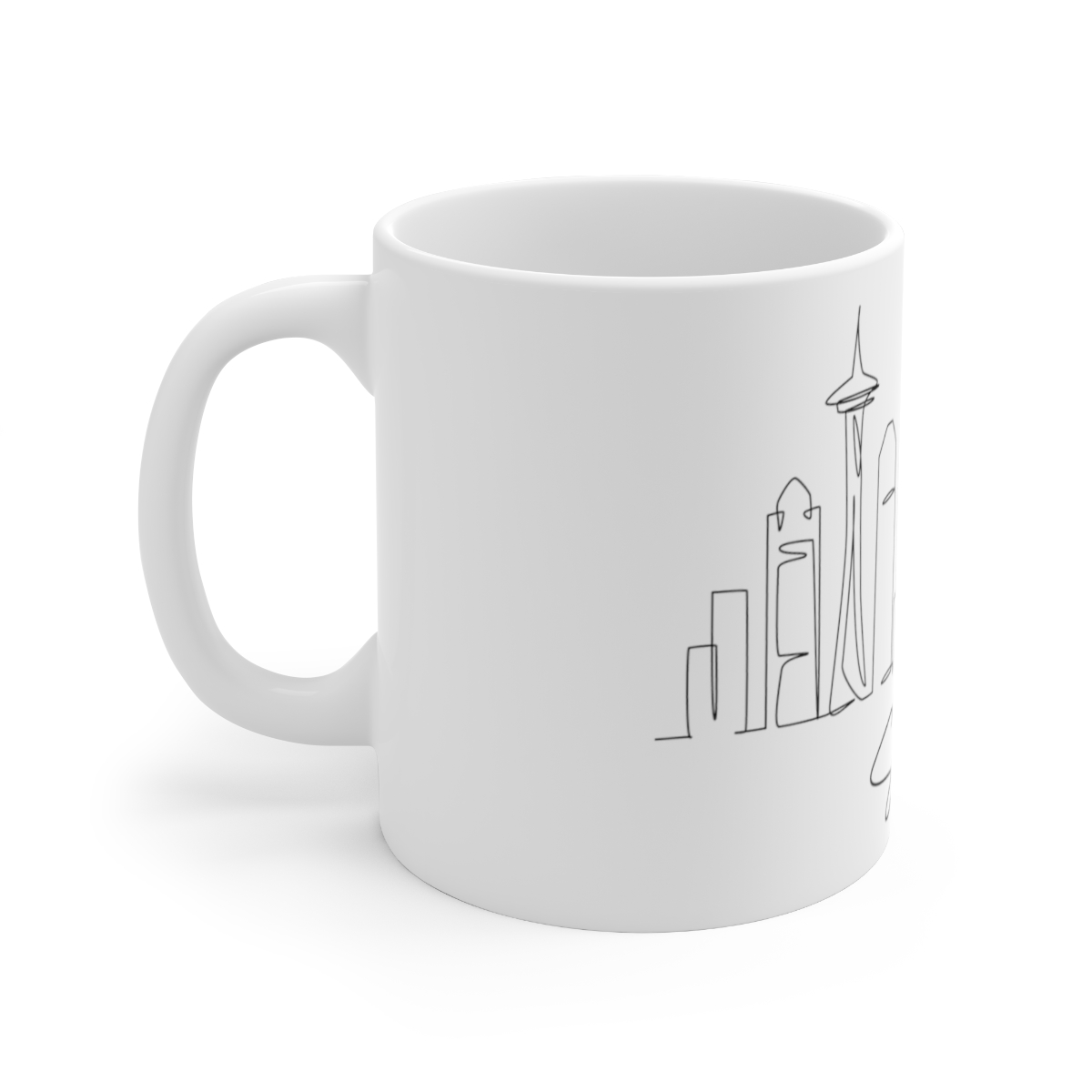 Seattle City Skyline White Mug 11oz Ceramic - Image 2
