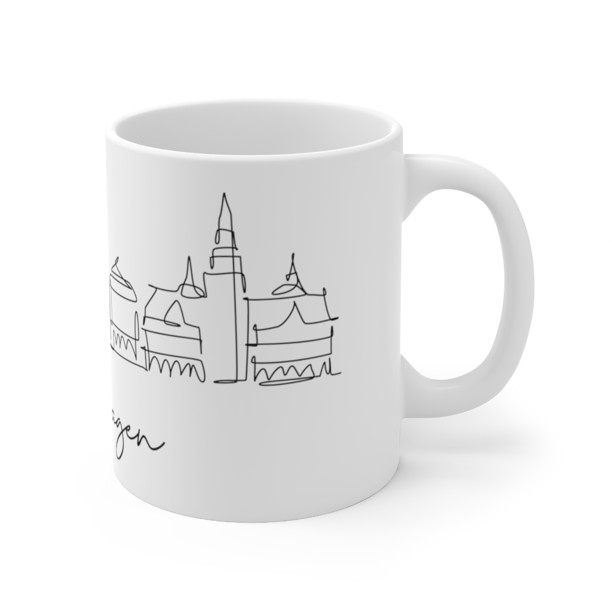 Copenhagen City Skyline White Mug 11oz Ceramic - Image 3