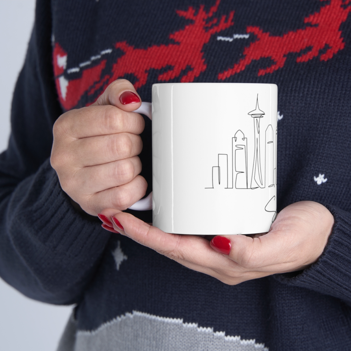 Seattle City Skyline White Mug 11oz Ceramic - Image 11