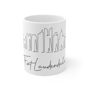Fort Lauderdale City Skyline 1 White Mug 11oz Ceramic