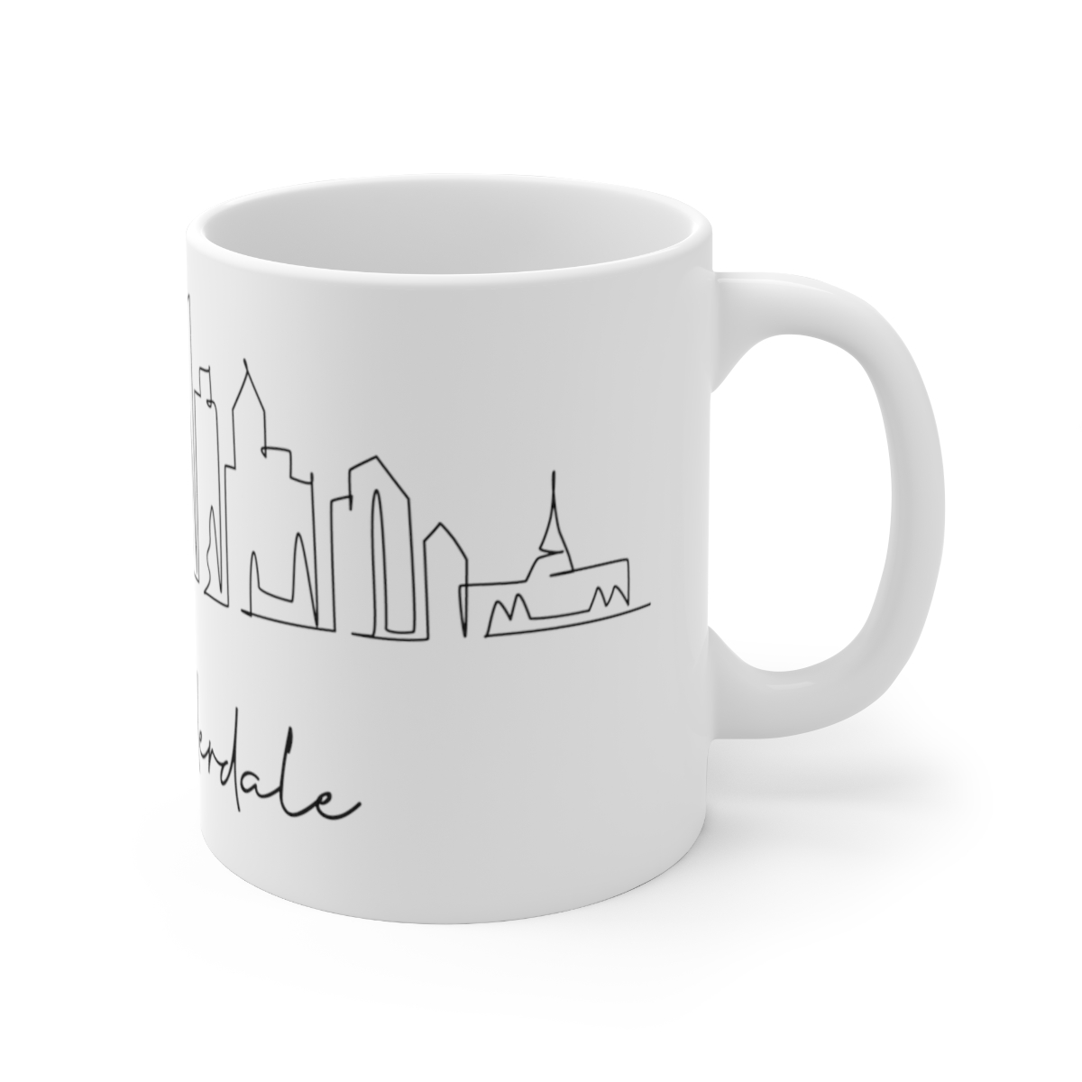 Fort Lauderdale City Skyline 1 White Mug 11oz Ceramic - Image 3