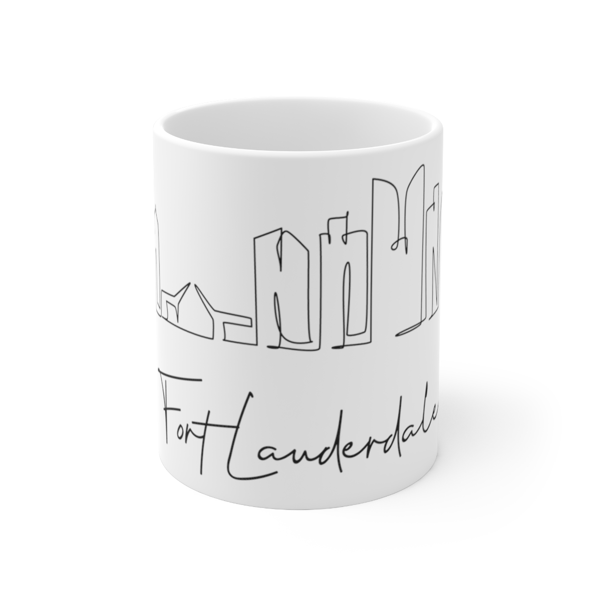 Fort Lauderdale City Skyline 2 White Mug 11oz Ceramic