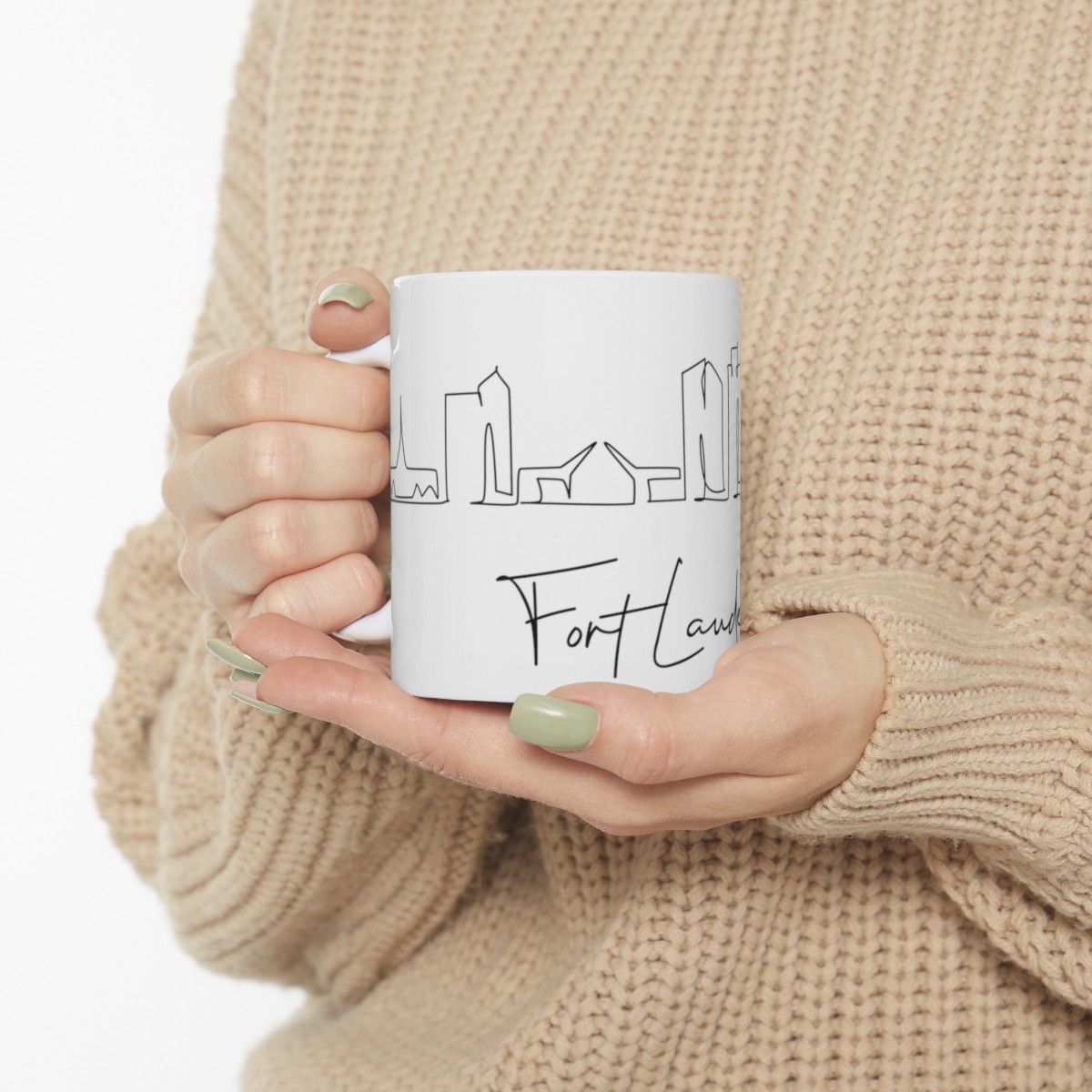 Fort Lauderdale City Skyline 2 White Mug 11oz Ceramic - Image 10
