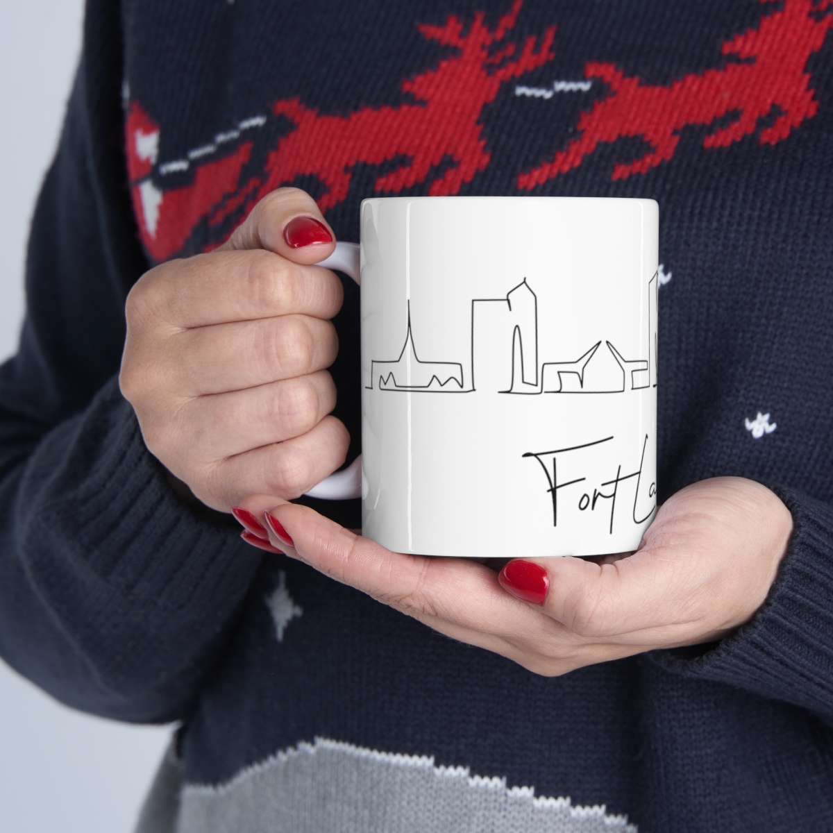 Fort Lauderdale City Skyline 2 White Mug 11oz Ceramic - Image 11