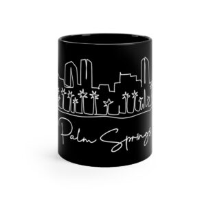 Palm Springs City Skyline Black Mug 11oz Ceramic