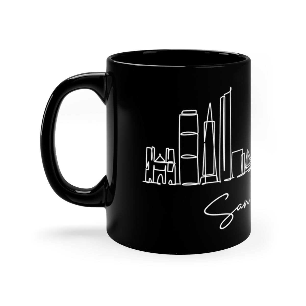 San Francisco City Skyline Black Mug 11oz Ceramic - Image 2