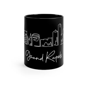 Grand Rapids City Skyline Black Mug 11oz Ceramic