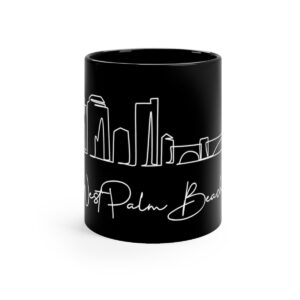 West Palm Beach Skyline Skyline Black Mug 11oz Ceramic