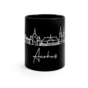 Aarhus City Skyline Denmark Black Mug 11oz Ceramic
